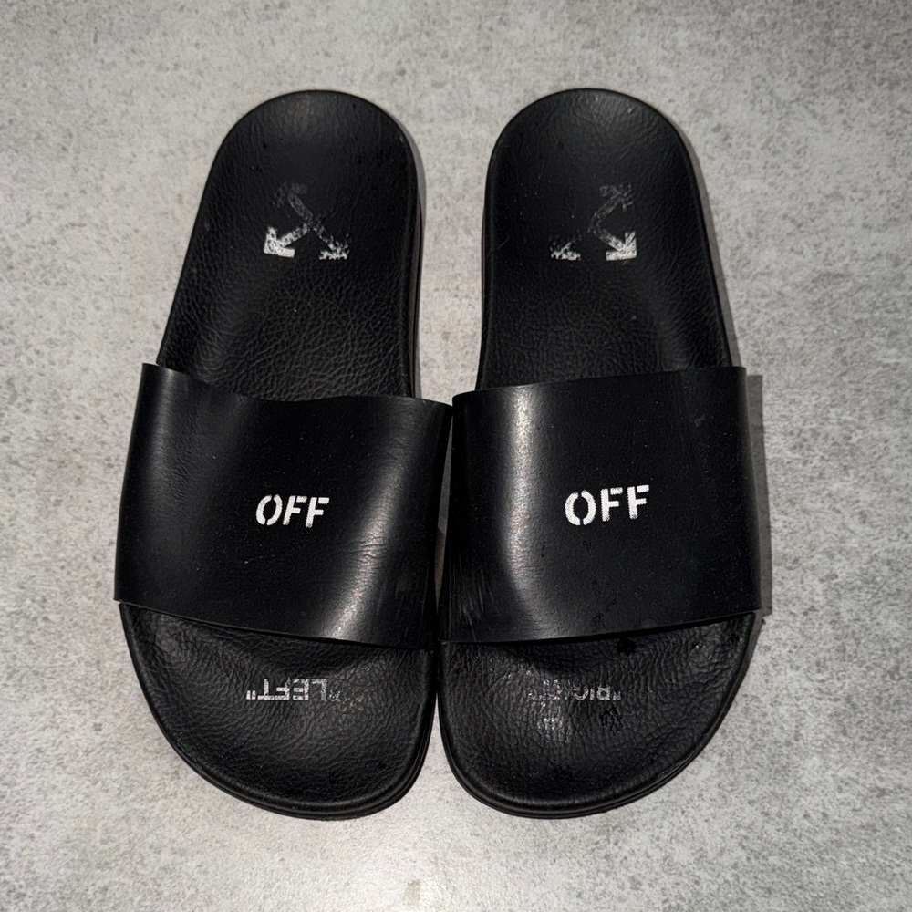 Off-White Black Slides with White Logo